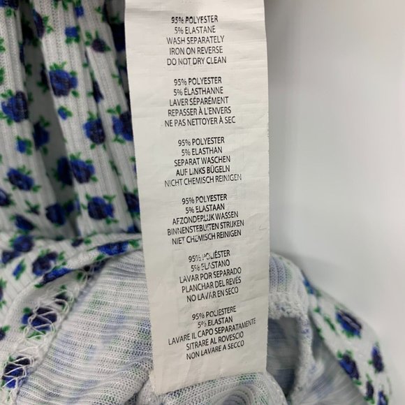 Boohoo Dress White Ditsy Floral Long Sleeve V Neck Belted Ribbed - Picture 6 of 11